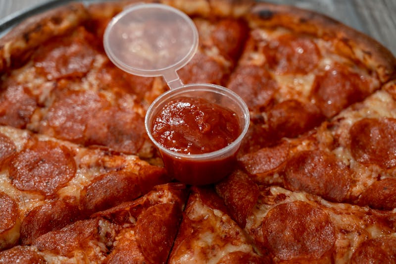 Loaded pepperoni pizza on signature Detroit-style crust